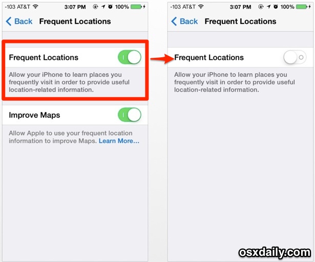 Disable Frequent Locations on the iPhone