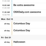 Holidays shown in Calendar app for iPhone