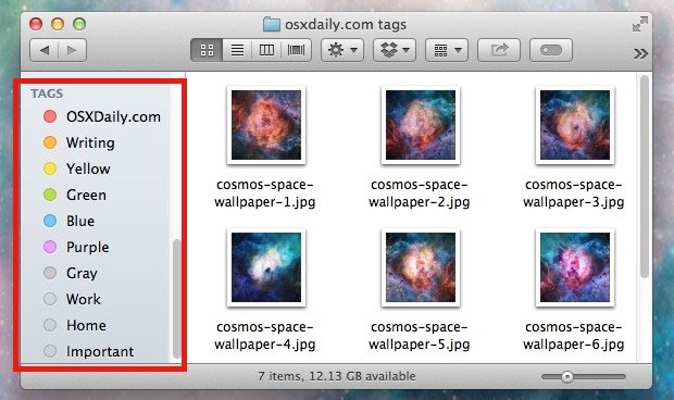 Tags in the Sidebar of Mac OS X