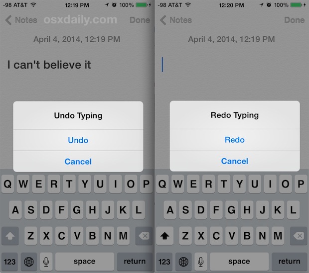 How to Undo & Redo Typing on iPhone with a Shake | OSXDaily