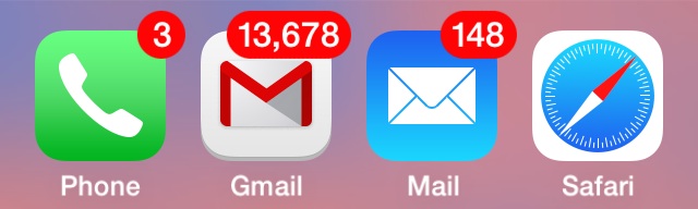 Unread Mail count numbers on the iPhone mail apps
