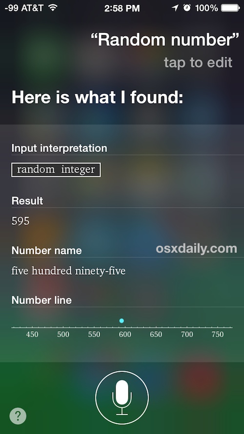 Generate a random number with Siri