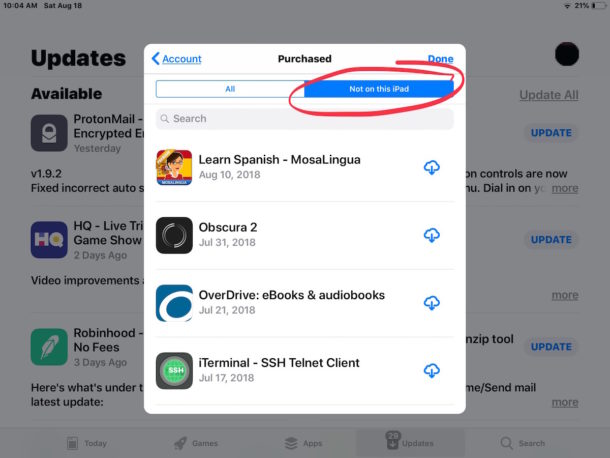 Get a list of apps not installed on iPhone or iPad