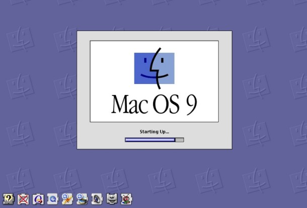 Mac OS 9 Boot Screen with Extensions loading