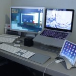 MacBook Pro desk setup of a Film Professional built by Craigslist deal hunting