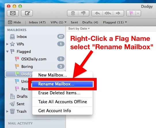 Rename a flag in Mail app for Mac