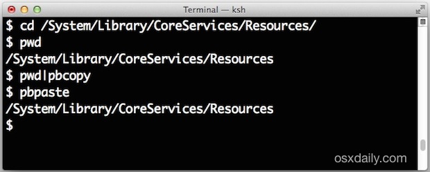 Copy the current path from the Terminal into the Clipboard of Mac OS X