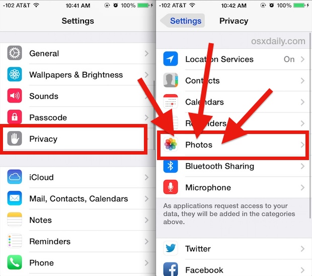Find what apps have access to Photos in iOS