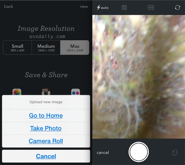 Take Photos with another app when iPhone Camera says too full