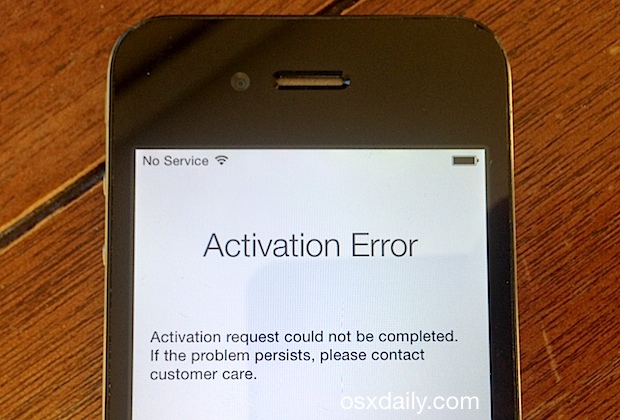 Activation Error on iPhone