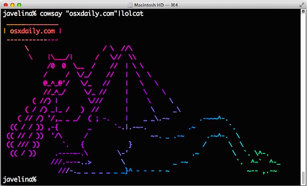 lolcat rainbow color command output for Terminal