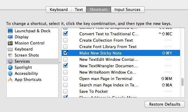 Keyboard shortcut for making a Sticky Note