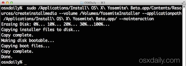 Make the OS X Yosemite USB installer