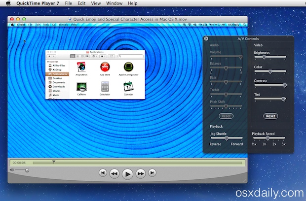 QuickTime Player 7 в Mac OS X 