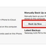 Starting an iOS Device backup to iTunes