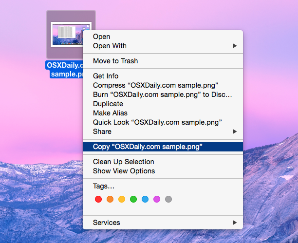 Copy a File in the Mac Finder for Relocation