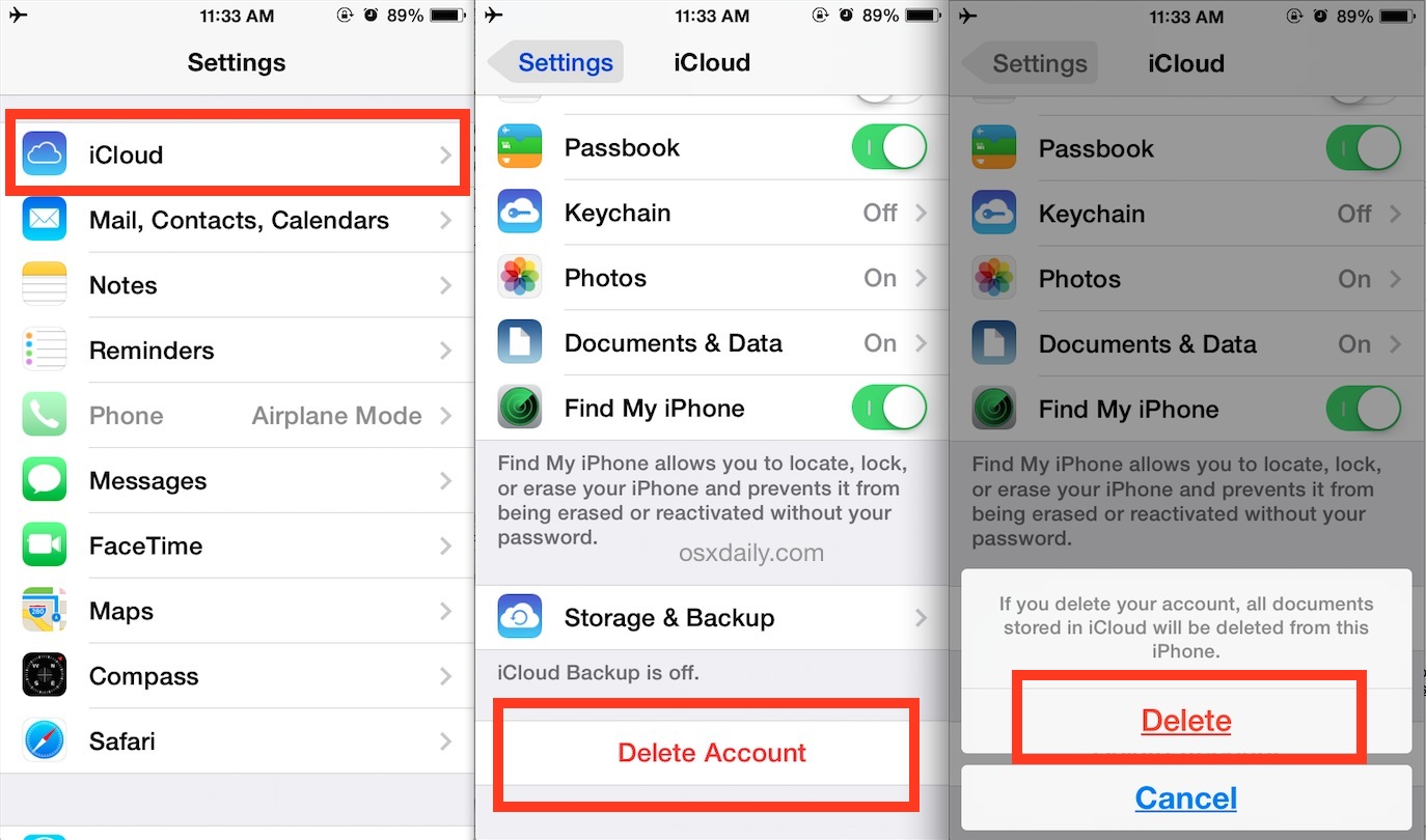 How to Delete an iCloud Account from an iPhone / iPad