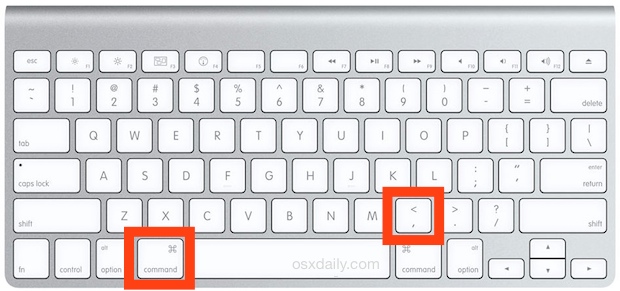 Mac App preferences keyboard shortcut