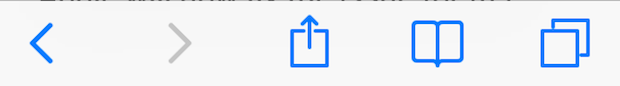 Кнопки перехода назад и вперед в Safari для iOS, показанные