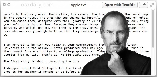 Steve Jobs speech hidden on the Mac as an Easter Egg