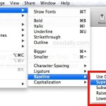 Type superscript or subscript text in Mac OS X Pages app