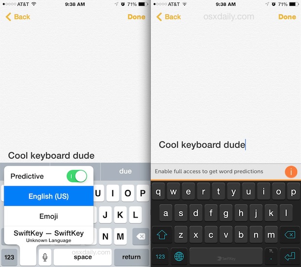 Using the new iOS Keyboard