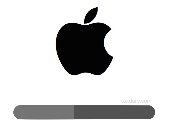 Apple logo and progress bar 