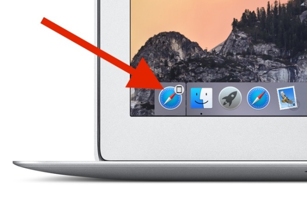 Handoff shown in the OS X Dock