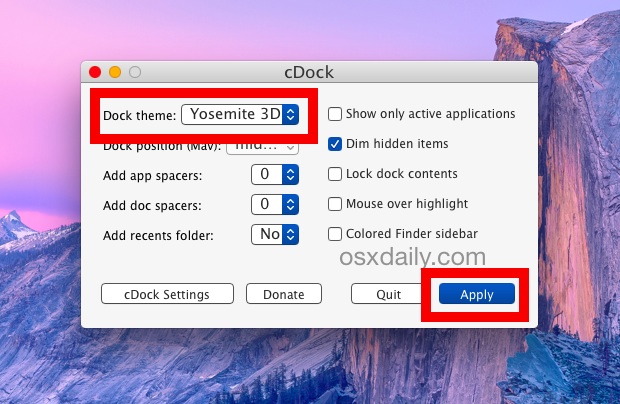 Make Mac OS X Dock 3D again in OS X Yosemite