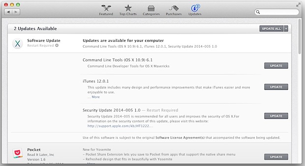Security Update and iTunes 12.0.1 available