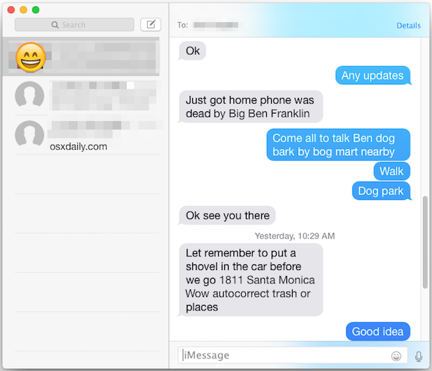 Change the font size in Mac OS X Messages