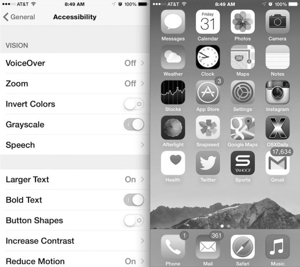 Grayscale iPhone display mode