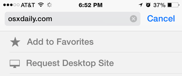 Request a desktop site in Safari of iOS