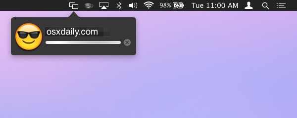 Screen sharing in menu bar of OS X