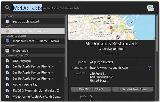 Spotlight local business listings in Mac OS X