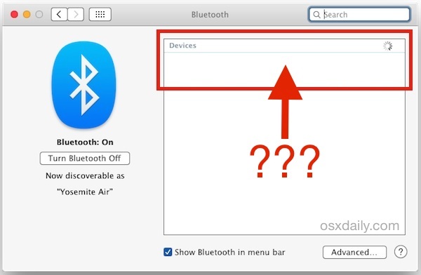 Bluetooth device not being found in OS X Yosemite