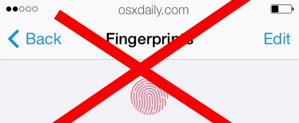 Delete a fingerprint from Touch ID in iOS