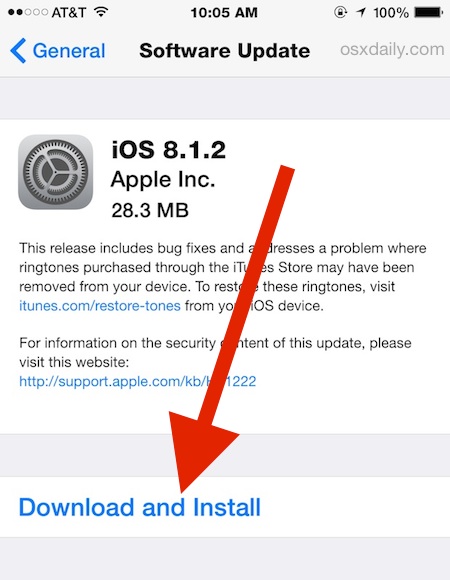 Download and install iOS updates