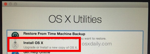 Install OS X from Internet Recovery