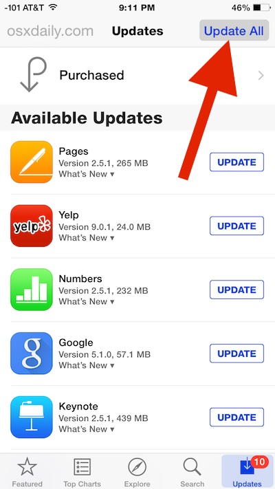 Update apps in iOS App Store