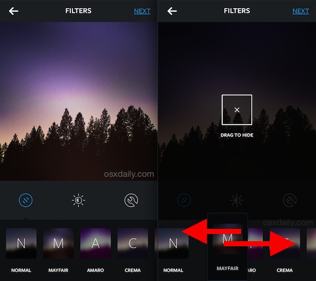 Arrange Instagram Filters