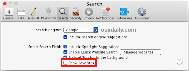 Disable the bookmark favorite icons in Mac OS X Safari
