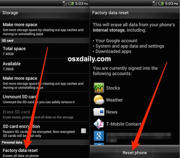 Reset Android to Factory Default Settings and Erase All Data from Android