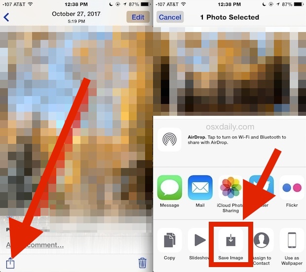 Save an image from Photo Stream to iOS local storage