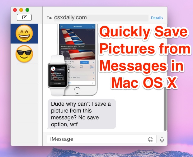Save photos from Messages in Mac OS X