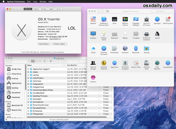 OS X Yosemite with Comic Sans as a system font, fitting