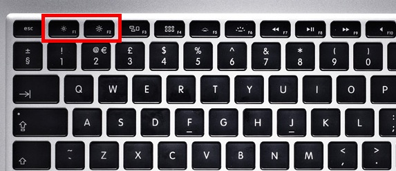 Screen brightness buttons on MacBook Pro Retina laptop