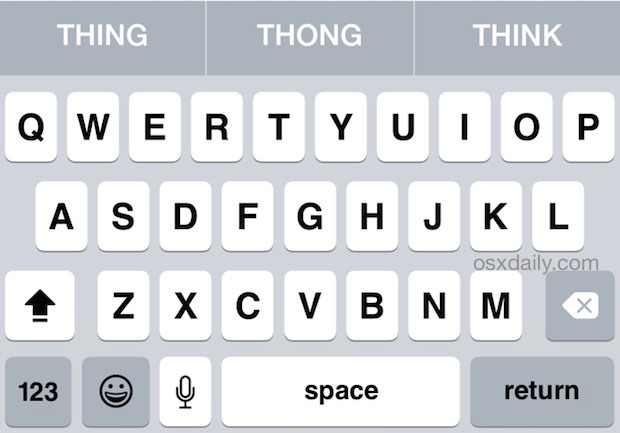 Change casing of word to ALL CAPS quickly with the iOS Keyboard QuickType bar