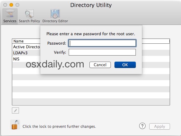 Changing the root password in Mac OS X
