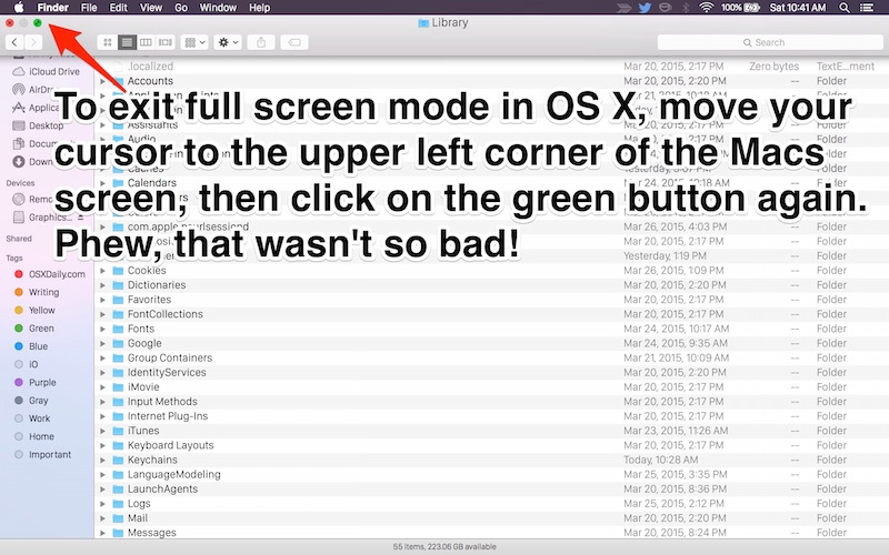 Don't panic, here's how to Exit full screen mode in Mac OS X